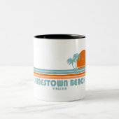 Jamestown Beach Virginia Sun Palm Trees Zweifarbige Tasse (Mittel)