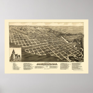 Jamestown, ND Panoramic Map - 1883 Poster