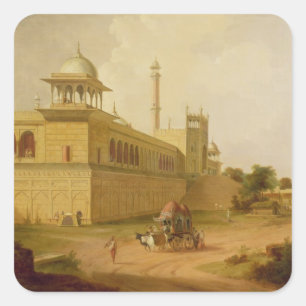 Jami Masjid, Delhi, 1811 (Öl auf Leinwand) Quadratischer Aufkleber