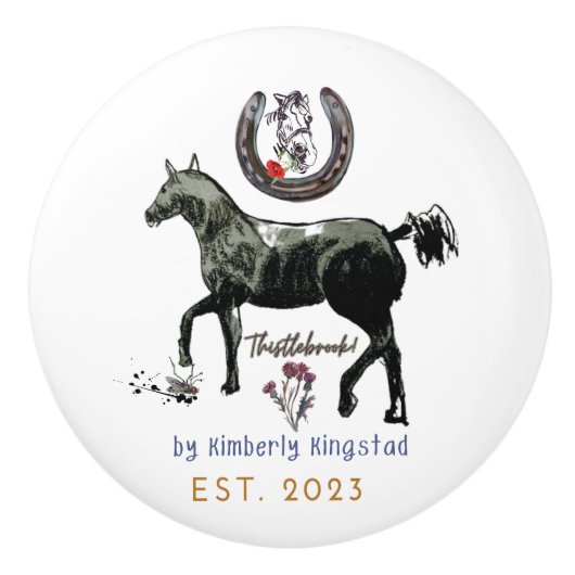 Jamie & Poppy Logo Keramik Pull Keramikknauf (Vorderseite)