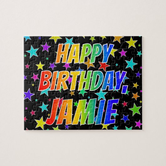 "JAMIE" Vorname, Spaß "GLÜCKLICHER GEBURTSTAG" Puzzle (Horizontal)