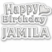 Jamila Happy Birthday silver Aufkleber Sticker (Vorderseite)