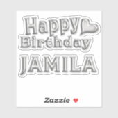 Jamila Happy Birthday silver Aufkleber Sticker (Blatt)