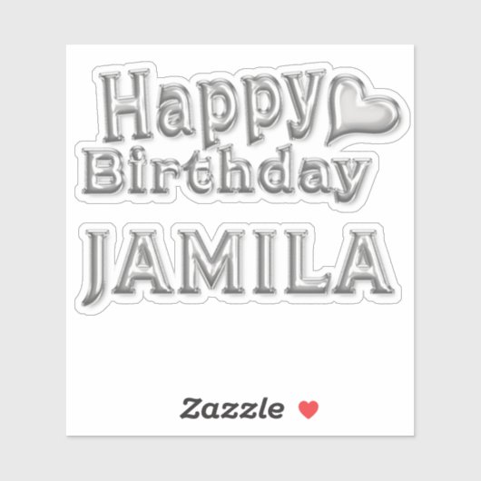 Jamila Happy Birthday silver Aufkleber Sticker (Blatt)