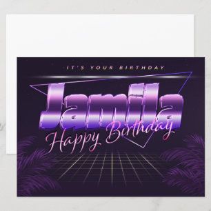 Jamila Name Vorname lila retro Karte Geburtstag