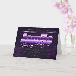 Jamila Name Vorname lila retro Karte Geburtstag