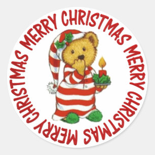 Jammie Christmas Teddy Bear Runder Aufkleber