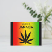 Jammin in Jamaica Black Reggae Rasta Leaf Postcard Postkarte (Stehend Vorderseite)
