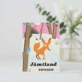 Jämtland Schweden Vintage Reiseplakat Postkarte (Stehend Vorderseite)
