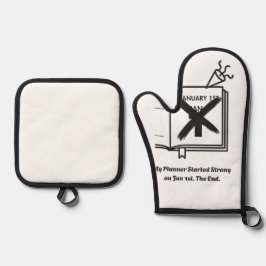 Jan 1st Oven Mitt| Sarcastic New Year's Resolution Ofenhandschuh & Topflappen-Set