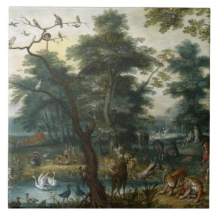 Jan Brueghel the Young - Paradies Landschaft Fliese