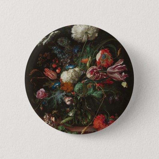 Jan Davidsz de Heems Blumen-Vase Button (Vorderseite)