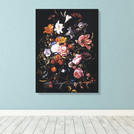 Jan Davidsz de Heems Vase lebendiger Blume Leinwanddruck (Insitu (Holzboden))
