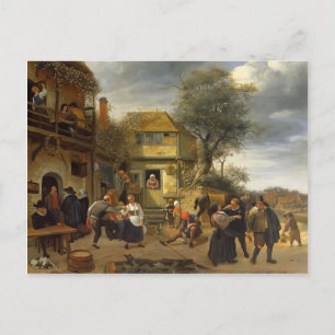 Jan Steen- Bauern vor einem Gasthaus Postkarte