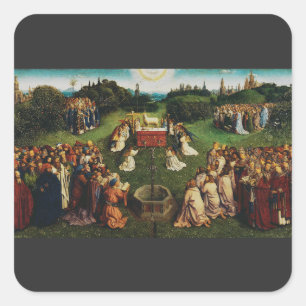 Jan van Eyck Anbetung des mystischen Lammes Kunst Quadratischer Aufkleber
