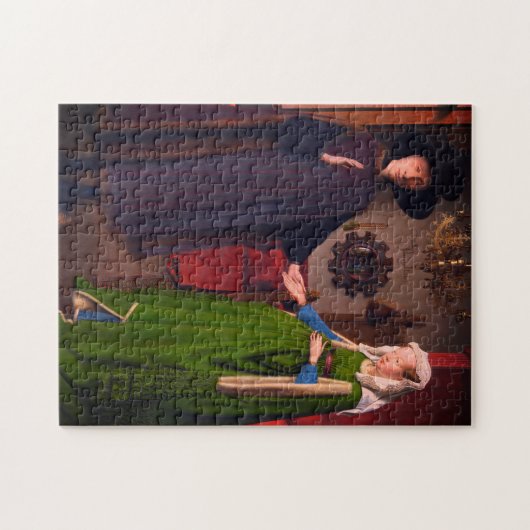 Jan Van Eyck Arnolfini Familienportrait für Paare Puzzle (Horizontal)