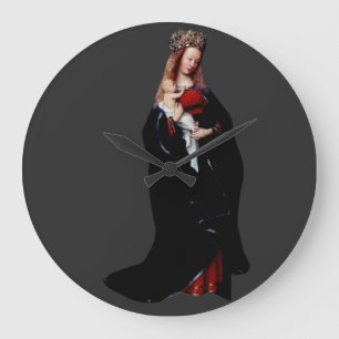 Jan van Eyck - Die Madonna in der Kirche Fine Art Große Wanduhr