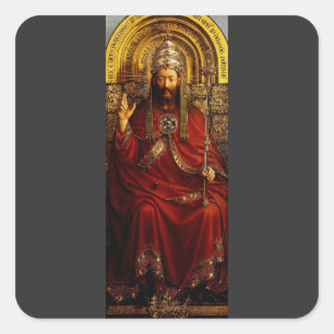Jan van Eyck Gott der Vater auf dem Thron Fine Art Quadratischer Aufkleber