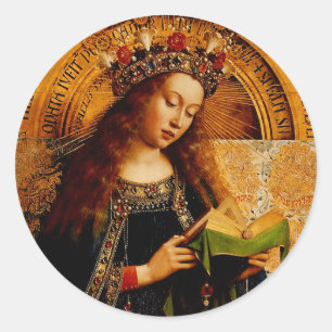 Jan van Eyck - Sammlung feiner Kunst der Jungfrau  Runder Aufkleber