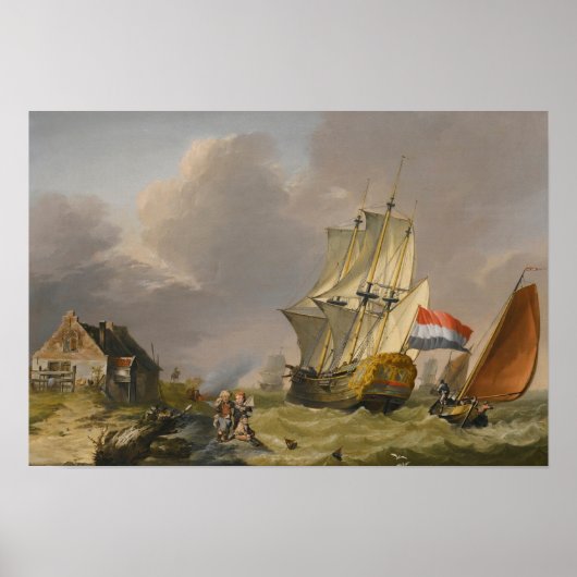 Jan van Os - Ein Sturm vor der Küste Poster (Vorne)