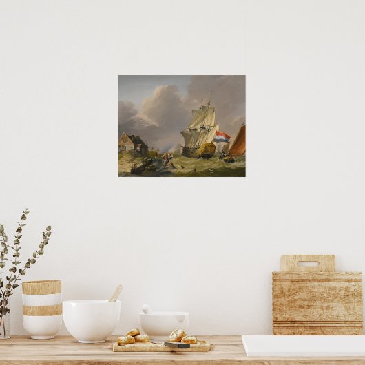 Jan van Os - Ein Sturm vor der Küste Poster (Küche)