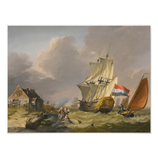 Jan van Os - Shipping In A Storm Off The Coast Fotodruck (Vorne)