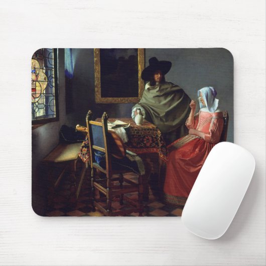 Jan Vermeer - Das Glas Wein Mousepad (Mit Mouse)