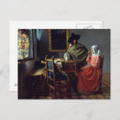 Jan Vermeer - Das Glas Wein Postkarte (Vorne/Hinten)