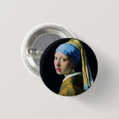 Jan Vermeer Girl mit Perle und Barockkunst Button (Vorne & Hinten)