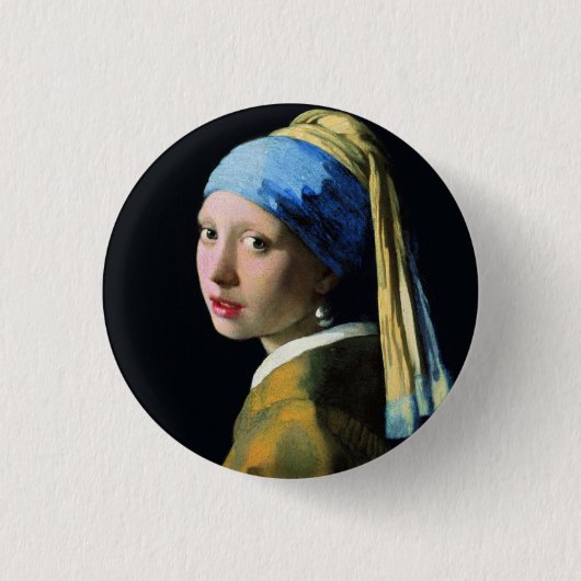 Jan Vermeer Girl mit Perle und Barockkunst Button (Vorderseite)