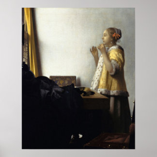 Jan Vermeer, Junge Frau mit Perlenschnur Poster