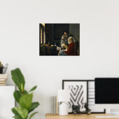 Jan Vermeer - Mädchen unterbricht ihre Musik Poster (Heimbüro)