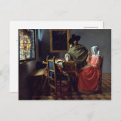 Jan Vermeer, The Wine Glass Postcard Postkarte (Vorne/Hinten)
