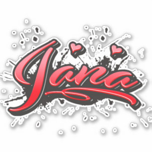 Jana red Heart Graffiti Aufkleber Sticker