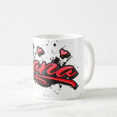 Jana red Heart Graffiti Tasse Kaffeetasse (VorderseiteRechts)