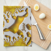 JANE ~ 3D Golden Lava ~ Fraktal ~ ORIGINAL ~ Geschirrtuch (Viertel Falte)