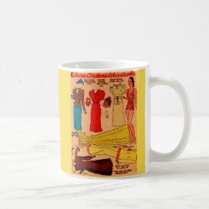 Jane Arden-Papierpuppe aus den 1930er Jahren hat s Kaffeetasse