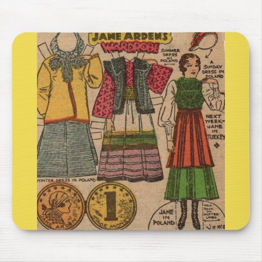 Jane Arden Papierpuppe Polnische Kleidung der 1930 Mousepad (Vorne)