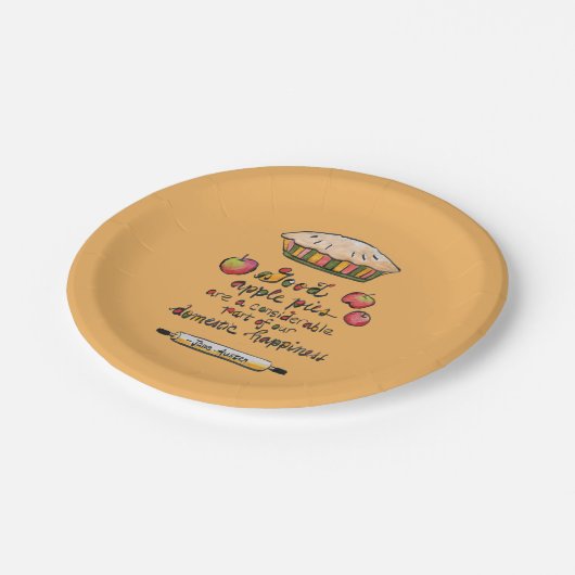 Jane Austen Apple Pie Quote Dankbarkeit Pappteller (Schrägansicht)