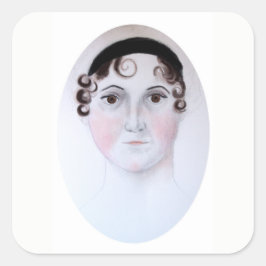 Jane Austen Aquarellaufkleber Quadratischer Aufkleber