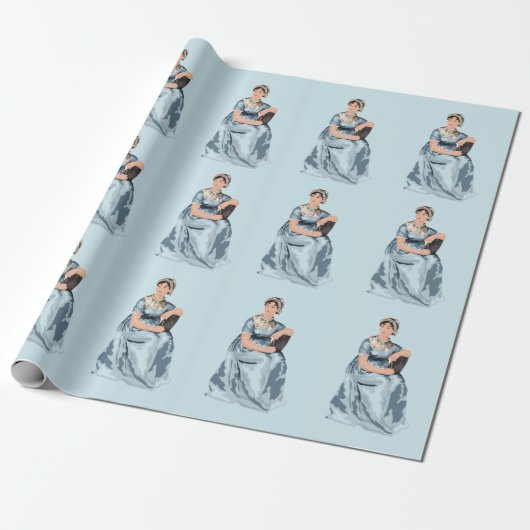 Jane Austen Blue Wrapping Paper Geschenkpapier (Ungerollt)