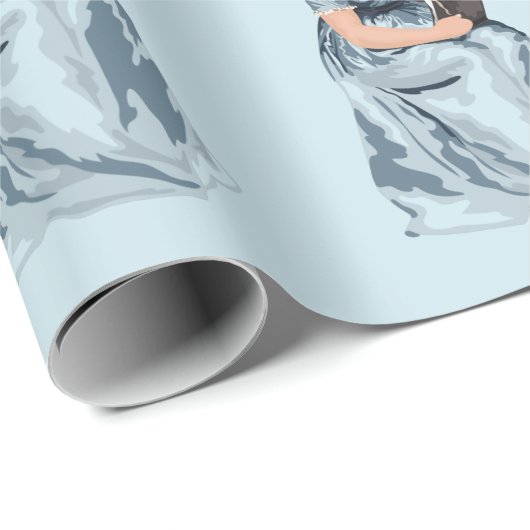 Jane Austen Blue Wrapping Paper Geschenkpapier (Rolleneckpunkt)