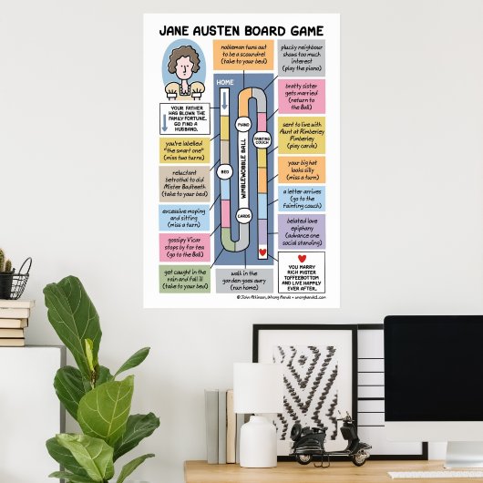 Jane Austen Board Game Poster (Heimbüro)