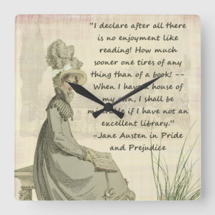 Jane Austen-Buch-Liebhaber Quadratische Wanduhr
