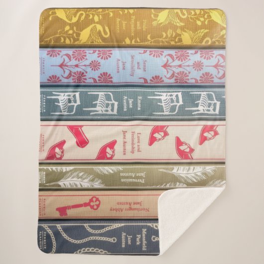 Jane-Austen-Bücher-Wurfdecke Sherpadecke (Vorderseite)