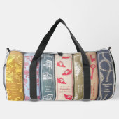 Jane Austen Bücher + Zitat (Flieder & Grau) Duffle Bag (Rückseite)