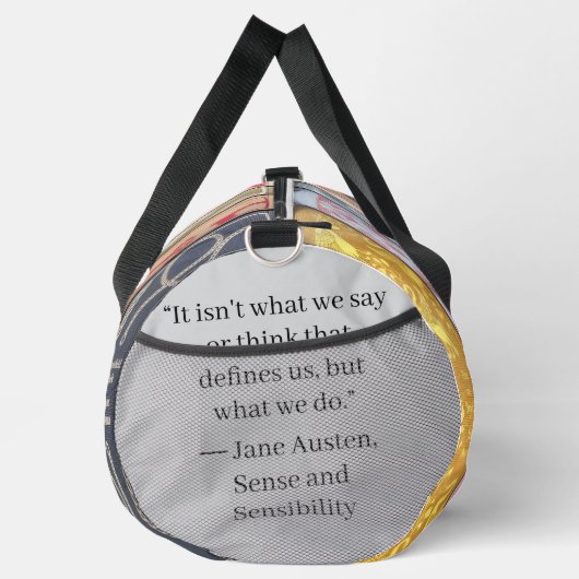 Jane Austen Bücher + Zitat (grau) Duffle Bag (Rechts)