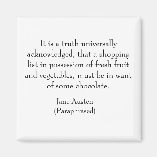 Jane-Austen-Einkaufsliste-Magnet Magnet (Vorne)