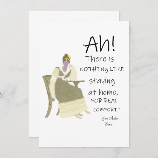 Jane Austen Emma Zuhause Comforts Zitat Einladung (Vorne/Hinten)