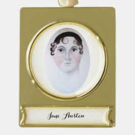 Jane Austen Gold Banner Ornament. Banner-Ornament Gold